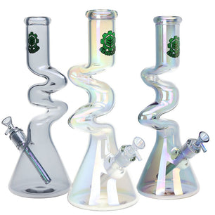 SeshGear Electro Zig Zag Beaker Glass Water Pipe - 14.75