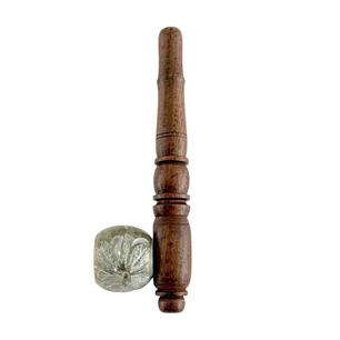 5" Wooden Pipe With Marble Bowl - Classic Long-Style Design-2CT