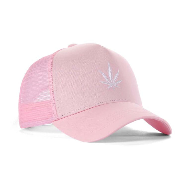 High-Crown 5-Panel Mesh Trucker Cap - Pink