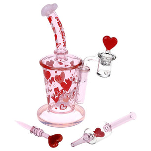Pulsar Valentine's Love Hearts Glass Dab Rig Set - 8.5