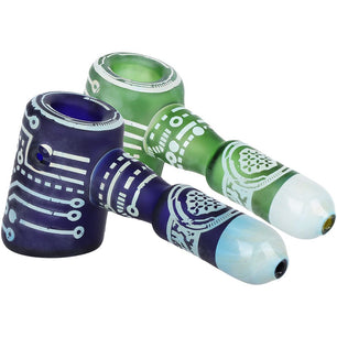Circuits of Love Sandblasted Glass Hand Pipe - 4.75