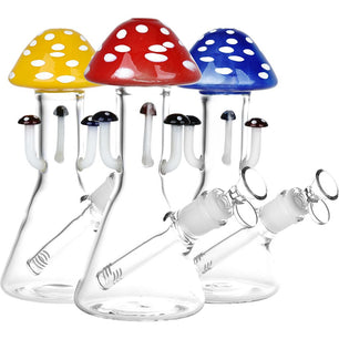 Marvelous Mushroom Melange Glass Water Pipe - 8.25