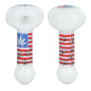 American Hemp Leaf Flag Glow Glass Spoon Pipe - 4