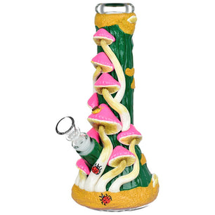 Mushroom Madness Glow in Dark Glass Beaker Water Pipe - 10