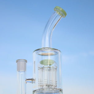 Glass Straight Water Pipe w/ Dual Arm Percolators 10.6"