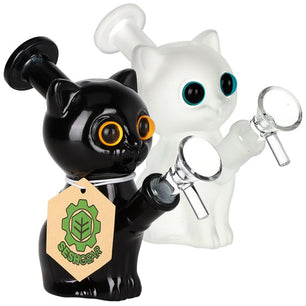 2PC SET - SeshGear Mesmorizing Kitty Glass Water Pipe  - 4.75