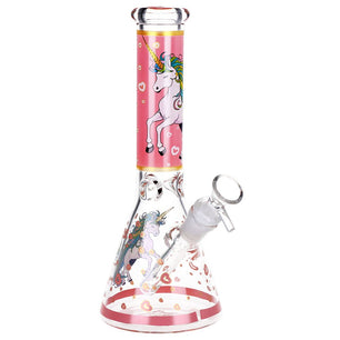 Pink Unicorn Beaker Glass Water Pipe - 10