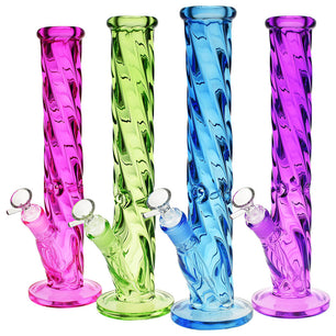 Slick Spiral Straight Tube Water Pipe -13.5"