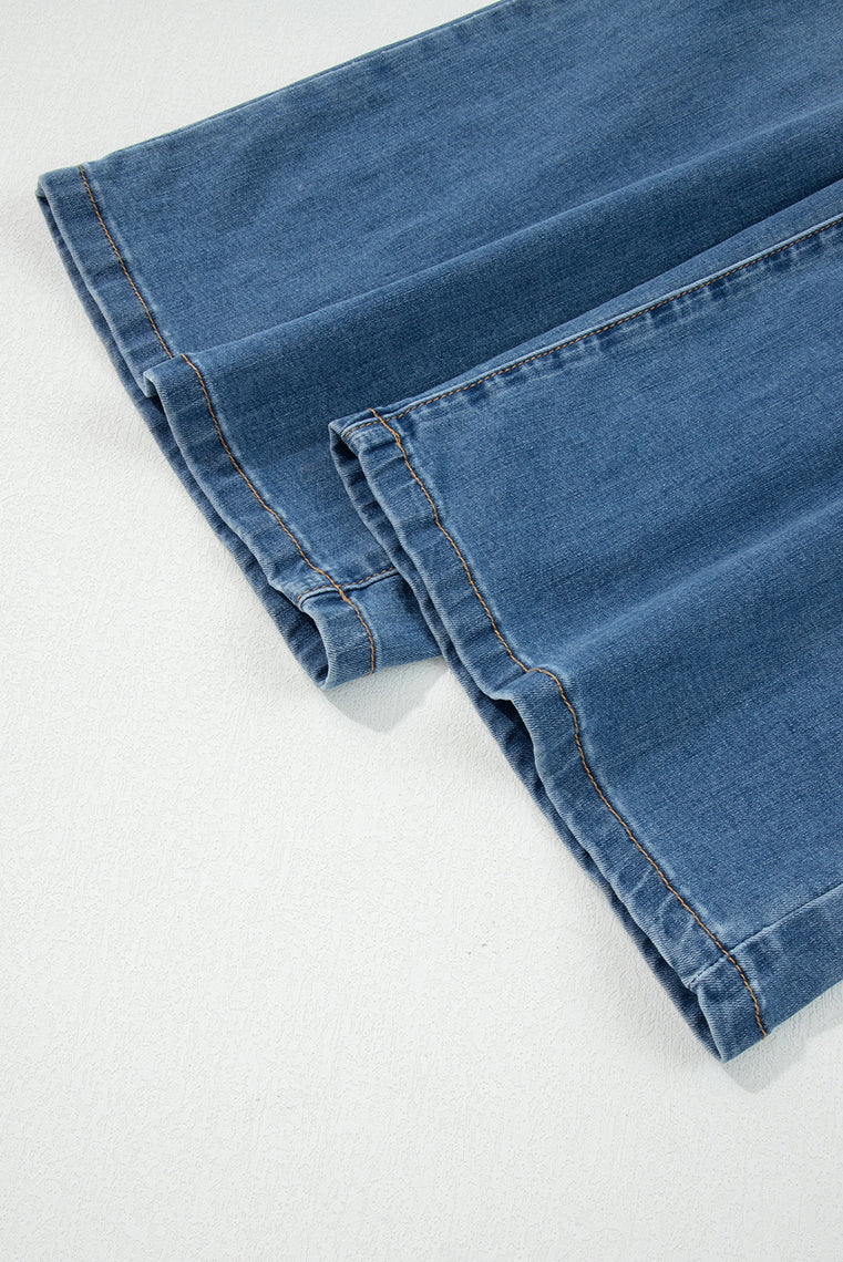Ashleigh Blue Multi Buttons High Waist Wide Leg Jeans With Pockets