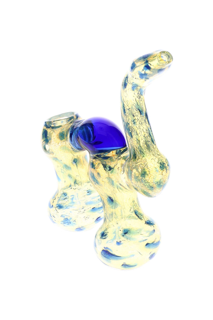 Color-Changing Dotted Double-Chamber Sherlock Bubbler “Blue Bridge” – 7″