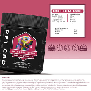Hip and Joint Chews CBD Dog Treats 900 MG (Bacon Flavored)