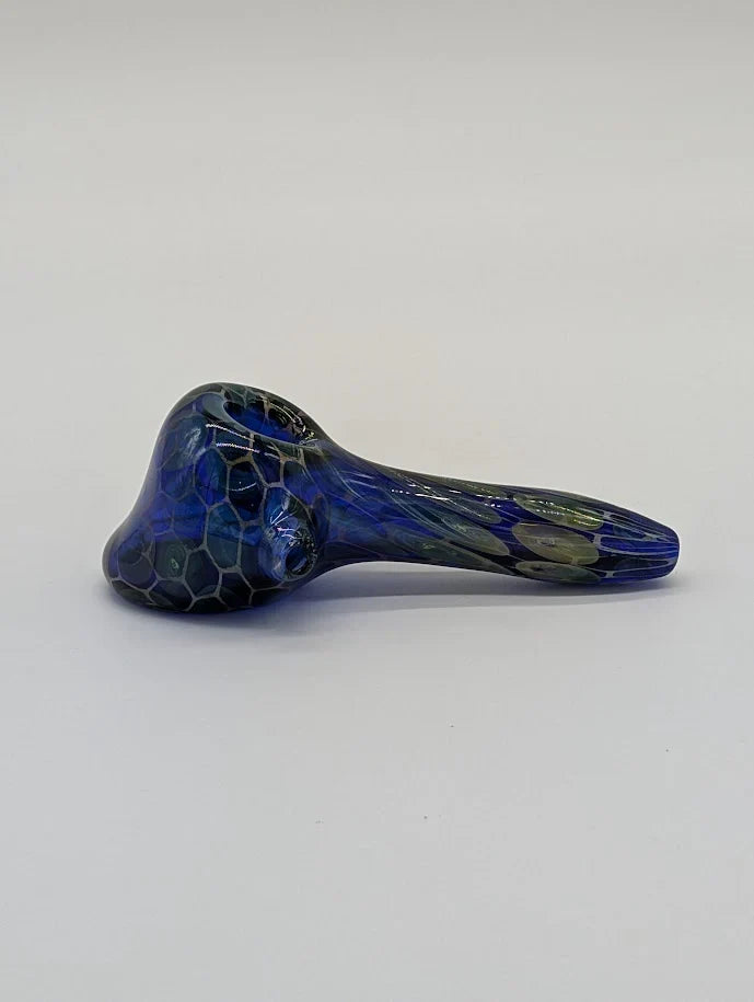 Gold Fume/blue/green flower pattern Heady Pipe