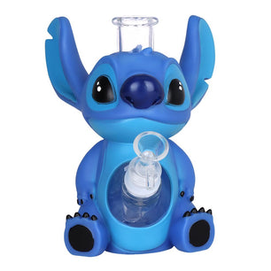 Little Blue Creature Vinyl on Glass Water Pipe - 7