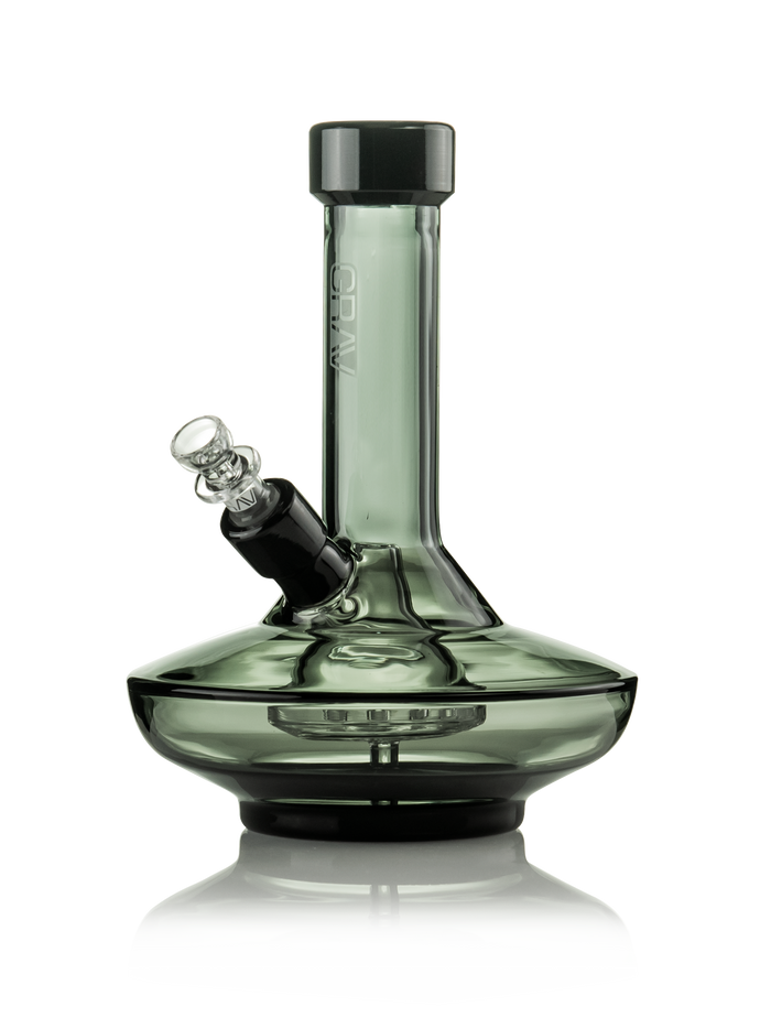 GRAV® Small Wide Base Water Pipe in Smoke with Black Accents
