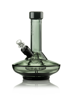 GRAV® Small Wide Base Water Pipe in Smoke with Black Accents