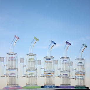 Glass Straight Water Pipe w/ Dual Arm Percolators 10.6