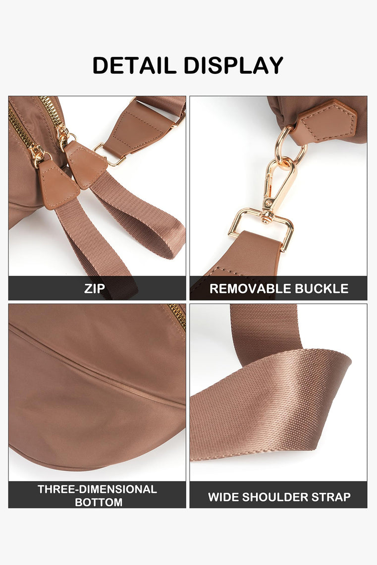 Fiery Red Double Zip Crescent Shape Adjustable Sling Bag